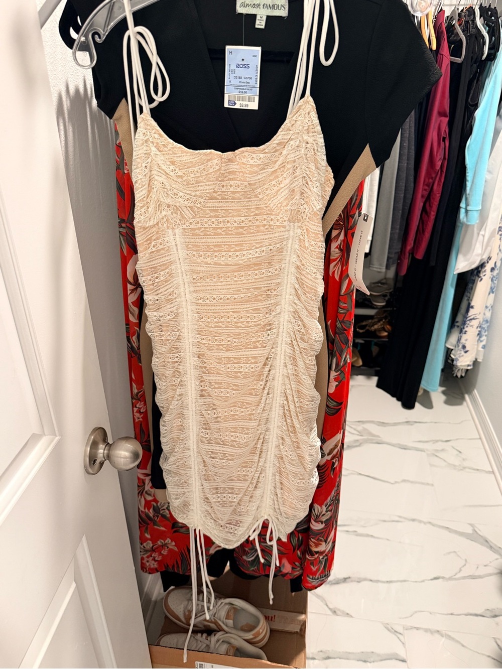 Fashion Nova Peach Crochet Slip Dress with Cream Lace